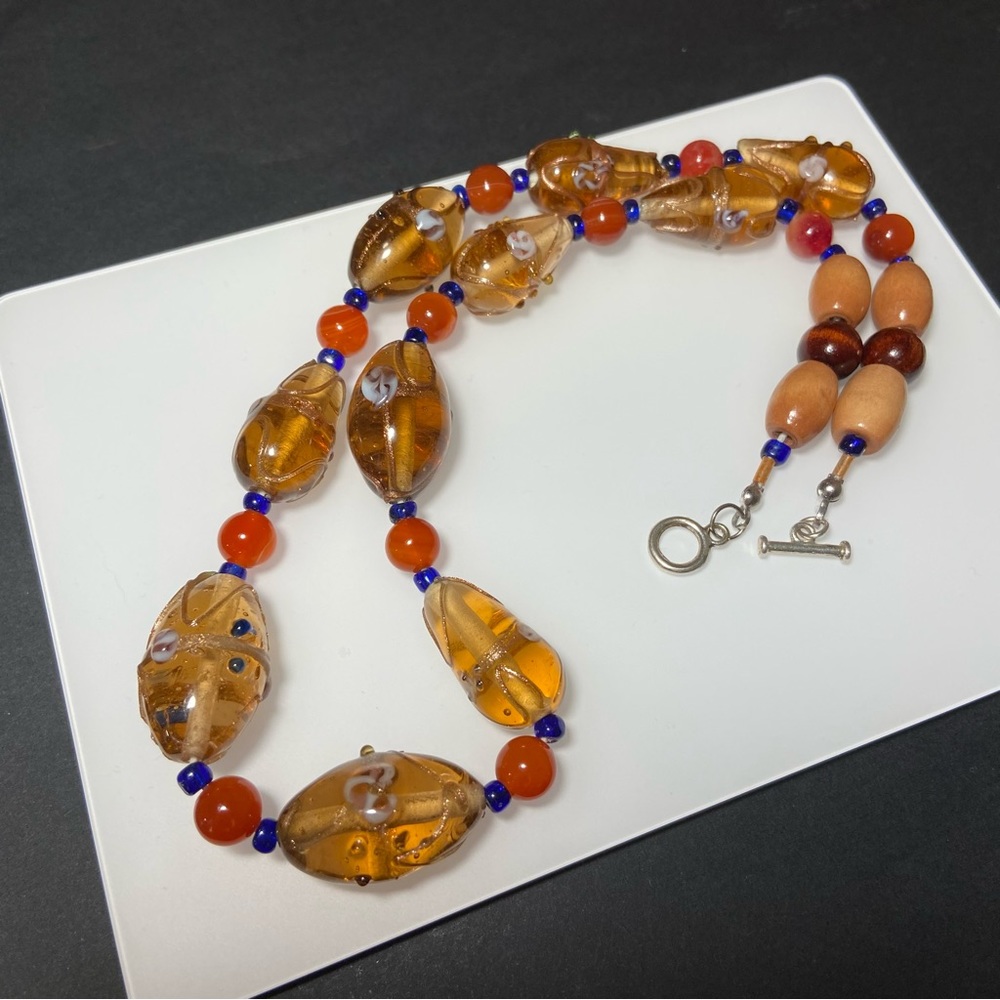 Vintage murano wedding cake restring necklace